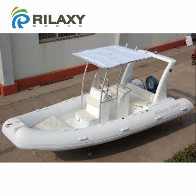 China RILAXY 5.8m fiberglass rigid hull inflatable boat with outboard motor for sale for sale