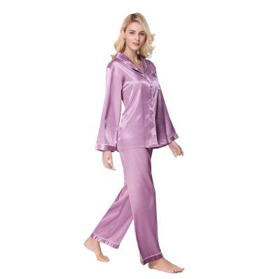 China QUICK DRY pajamas set for women long sleeve silk pajamas button down nightgowns for sale