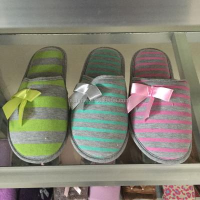 China Disposable Slippers Striped Indoor Jersey Slippers for sale