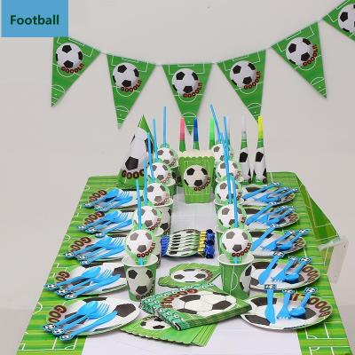 China Custom Party Decoration Gift Football Kids Birthday Party Supplies Cake Cups Paper Plates Gifts Toys for sale