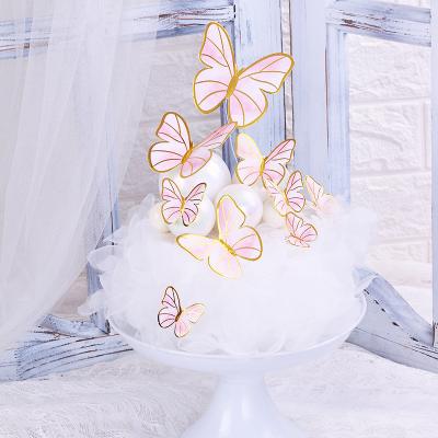 China Cheapest Sustainable Cake Tool Hand Painted Paper Butterfly Decorating Tools Cake Toppers Cake Accessories for sale