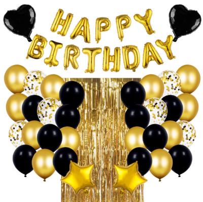 China Party Decorations Baby Balloon Party Decorations Gold Birthday Letters Black Gold's Birthday Balloon for sale