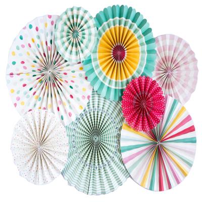 China Party Decoration Custom Design Paper Fan Fans For Room Decor Birthday Eid Decorations for sale