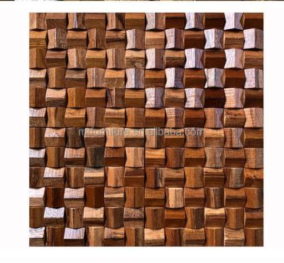 China Multifunctional 3D Wall Panels Log Mosaic Background Solid Wood Wall Custom Hotel Lobby Decorative Wood Panels For Wall for sale