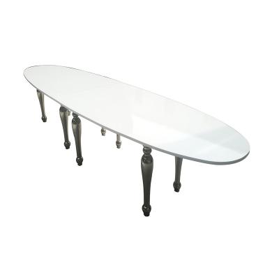 China Coffee table stainless steel surfboard wedding dining table with marble top for sale