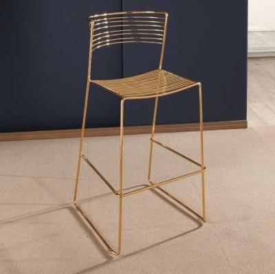 China Modern Other Style Modern Nordic Kitchen Furniture Wire Bar Chair Gold Brass Bar Stools Counter For Home Bar for sale