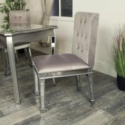 China New Arrival Silver Mirrored Velvet (Other) Adjustable Upholster Dining Chair For Living Room for sale