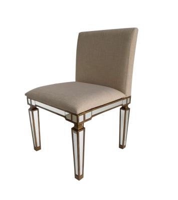 China Modern Antique Gold Glass Mirror Wood Trimming Event Restaurant Dining Chair With Upholstery for sale