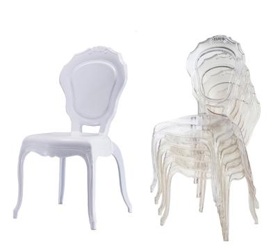 China Morden Design High Quality Stackable Plastic Transparent Princess Dining Restaurant Chair for sale