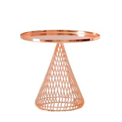 China New Arrival Event Wedding Table Furniture Stainless Steel Metal Wire Round Accent Tray Table Cafe Table For Event Wedding for sale