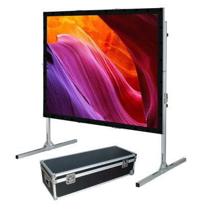 China Quick Folding Frame 16:9 Projection Screen Outdoor Rear Portable Foldable Projector Screen With Aluminum Frame for sale