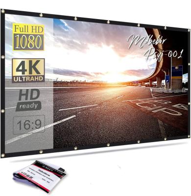 China 120 Inch Projection Screen 16:9 Screen 4:3 HD Movies Foldable Anti-Crease Portable Projector Wall Mounted For Home Theater Indoor Outdoor for sale