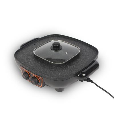 China Smokeless Pan Non-stick Coating Electric Barbecue with Hot Pot for Home Use for sale