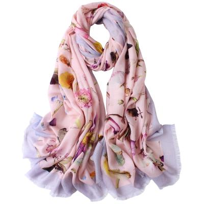 China Keep Style Warm Winter Dancing Butterfly Branch New Flower Section Super Slim Cashmere Scarf Shawl for sale