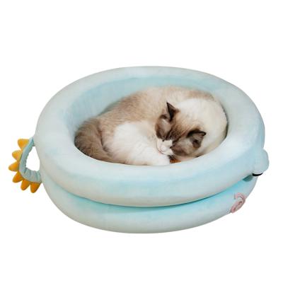 China Removable Hot Sale Super Soft Warm Atopy Amazon Donut Round Pet Bed For Cat for sale