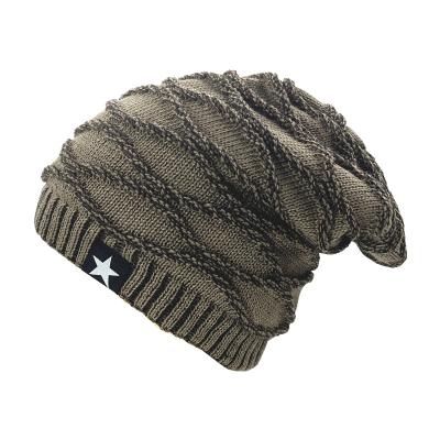 China New Fashion Pentagon Proof Sweater Plush Acrylic Yarn Plush Label Classic Warm Cold Wavy Cloth Label Mixed Color Woolen Knitting Hat for sale