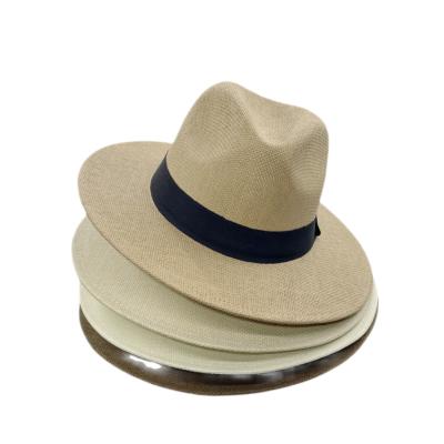 China Wholesale Simple Customizable LOGO Paper Straw Panama Felted Hat Cowboy Character Sun Hats Custom Hats For Women Men for sale