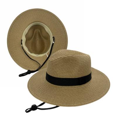 China Fashion Striped Promotional Unisex Custom OEM Cowboy Hat Outdoor Cheap Foldable Adult Classic Straw Hat for sale