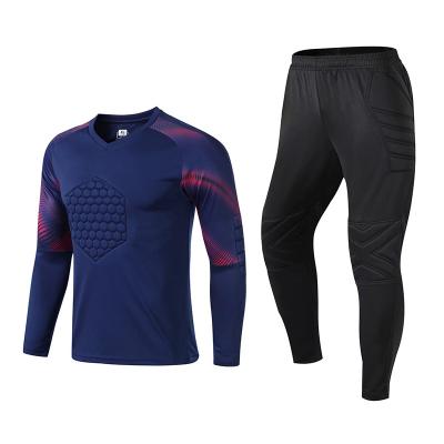 China OEM New Style Quick Dry Soccer Goalie Uniform Adult Men's Long Sleeve Sublimated Tank Top And Long Pants for sale