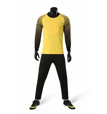 China Football Team Padded Yellow Long Sleeve Soccer Jersey Goalkeeper Quick Dry Custom Uniform for sale