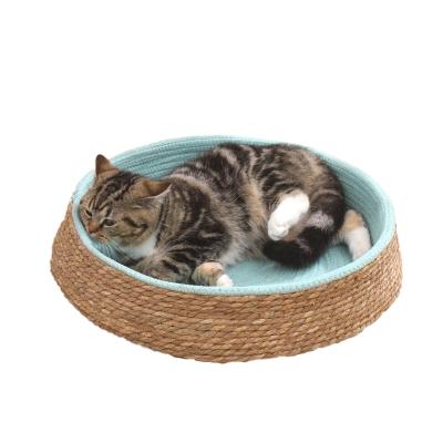 China Sustainable Eco-protection Pet Bed Factory Supply Rattan Round Material High Quality Cat And Dog Bed for sale