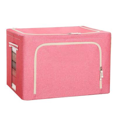 China Fashionable simple large capacity viable and multi-color oxford fabric steel frame formaldehyde removing foldable storage box with lid for sale