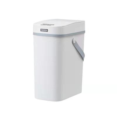 China Sustainable Portable Bathroom Toilet Household Kitchen Bucket Induction Clamshell Hand-wave Anti-touch Trash Can for sale