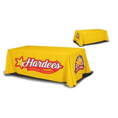 China Waterproof 6ft/1.8meters bubbled skirts table cover yellow promotional advertising printing tablecloth for sale