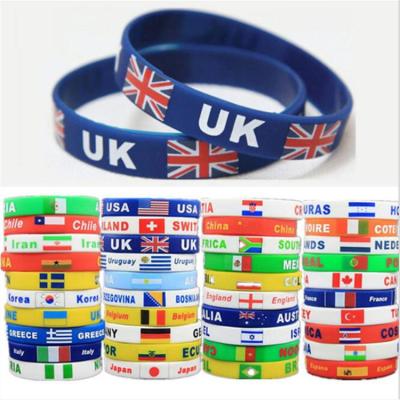 China OEM Fashion Gift Custom COUNTRY FLAG Wristband, Custom Silicon Bracelet Wrist Bands Silicone Wristband for sale