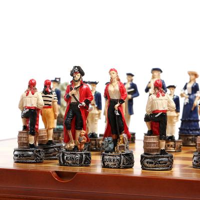 China Resin Pirates Theme Resin Chess Pieces Set for sale