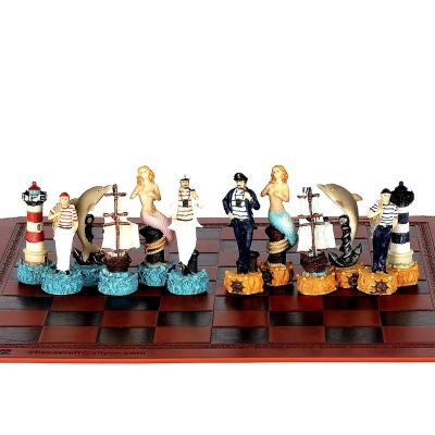 China Resin Mermaid Theme Resin Chess Pieces Set for sale