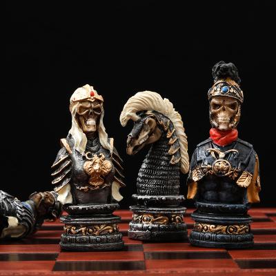 China Resin Skull Theme Resin Chess Game Resin Sculpture for sale