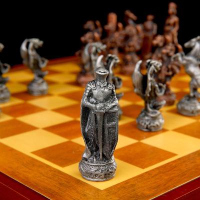 China Dragon Minimalist Theme Metal Figurine Character Chess Pieces Gift Set Miniature Metal Figurine Ornaments Animal Ornaments for sale