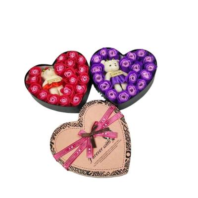 China Soap and best selling plastic heart gift box with bear soap flower wholesale flowers artificial flower for sale