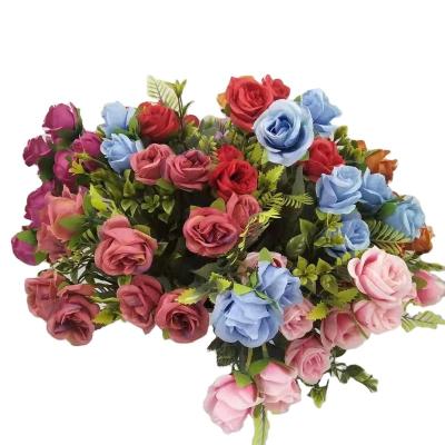 China Fashional Beautiful Colorful Autumn Artificial Flower Rose Bouquet Artificial Silk Flowers for sale