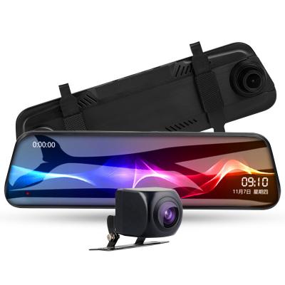 China Hot NIGHT VISION Mirror Dash Cam Night Vision Front and 1080P Rear Backup Camera FHD F10 Thumb Streaming Mirror Touch Screen for sale