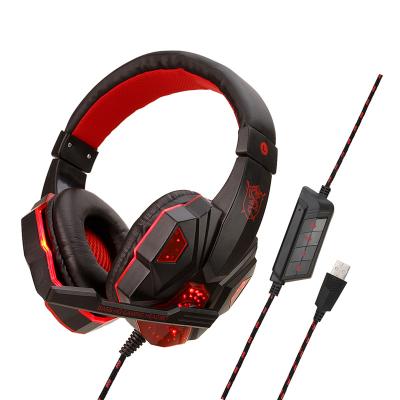 China HOT Headphone Over-Ear Headphones Volume Control LED Light Gaming Headsets Cheap Wired Headphones With Microphone for sale