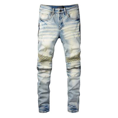 China QUICK DRY rts for 821 Bandana jeans biker boys wrinkled jeans for mens biker jeans for men for sale