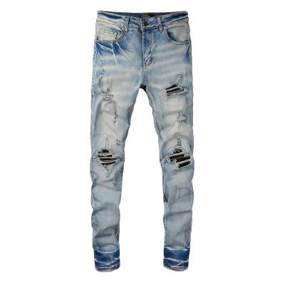 China QUICK DRY Rts for 848 Dropshipping Destroyed Jeans Men Damage Tapered Ripped Stacked Jeans Men for sale