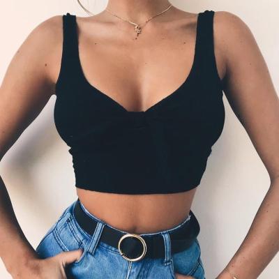 China Women Ribbed Summer Tank Top Bowtie Anti-pilling Basic Crop Tops Streetwear Fashion 2020 Cool Girls Cropped Tees Camis for sale