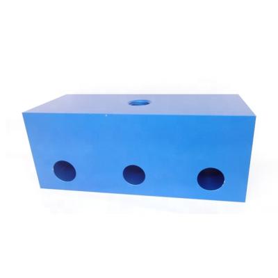 China Mechanical Aluminum Made High Quality CNC Machining Parts Blue Anodized Square Block Parts For Packaging Machinery Installation for sale