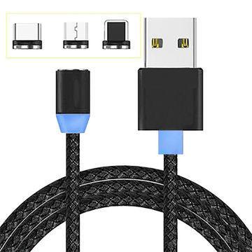 China 3 In 1 Magnetic Braided LED USB Charging cable Magnetic USB Data Cable For iphone Android Type-C for sale