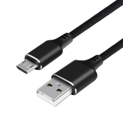 China Black Nylon Braid  Micro USB Data Cable USB Charging Cable For Computer, Mobile Phone,Tablet, Power Bank for sale