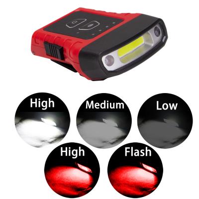 China COB LED Motion Sensor Headlight Headlight Cap Light Built-in Battery 180 Degree Cap Induction Lamp Rotatable Detachable Lantern Head Lamp for sale