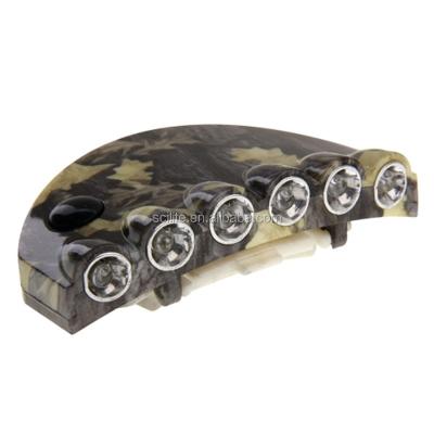 China Clip On 6 LED Camouflage Super Bright Hat Lights Clip On Outdoor Cap Head Light Repair Car Hat Cap Lights for sale