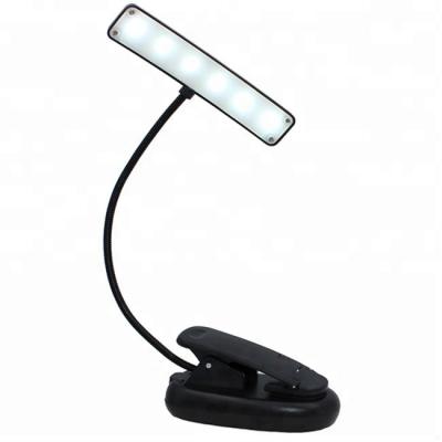 China Kids Clip On Reading Light Flexible SMD 6 Led Reading Light Easy Clip On Book Light For Kids Music Stand Light Lamp AAA Battery for sale