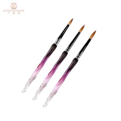 China Newest Kolinsky Nail Art Nail Brush Nylon UV Gel Nail Brush Liner Shine Handle Nail Brush for sale