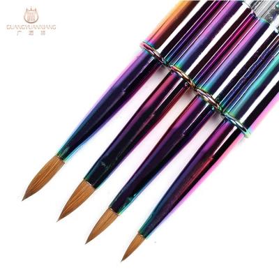 China Newest Kolinsky Nail Art Nail Brush Nylon UV Gel Nail Brush Liner Shine Handle Nail Brush for sale