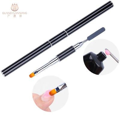 China 2022 Hot Head Round Nail Tips Double Nail Brush And Slice Form Spatula Nail Tool For Poly UV Gel Extension Tool For Women Girl Nails for sale