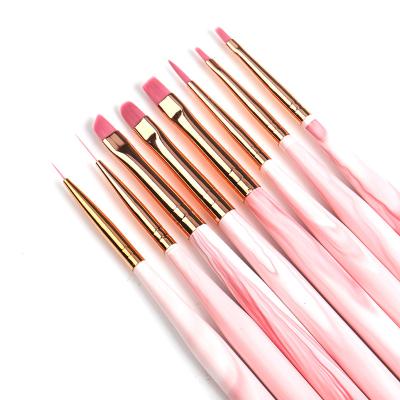 China Retail Art Brush Kit Logo Import Fuumuui Pearl NAIL Synthetic Hair 8pcs Dual Color Poly Coating Custom Blue Acrylic Professional UV Gel Nail for sale